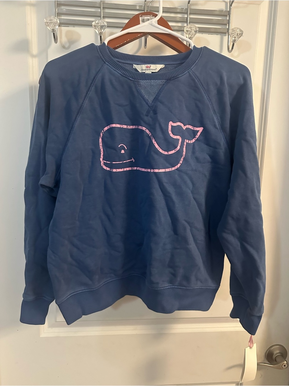 Vineyard Vines Navy Crewneck with Pink Whale Graphic
